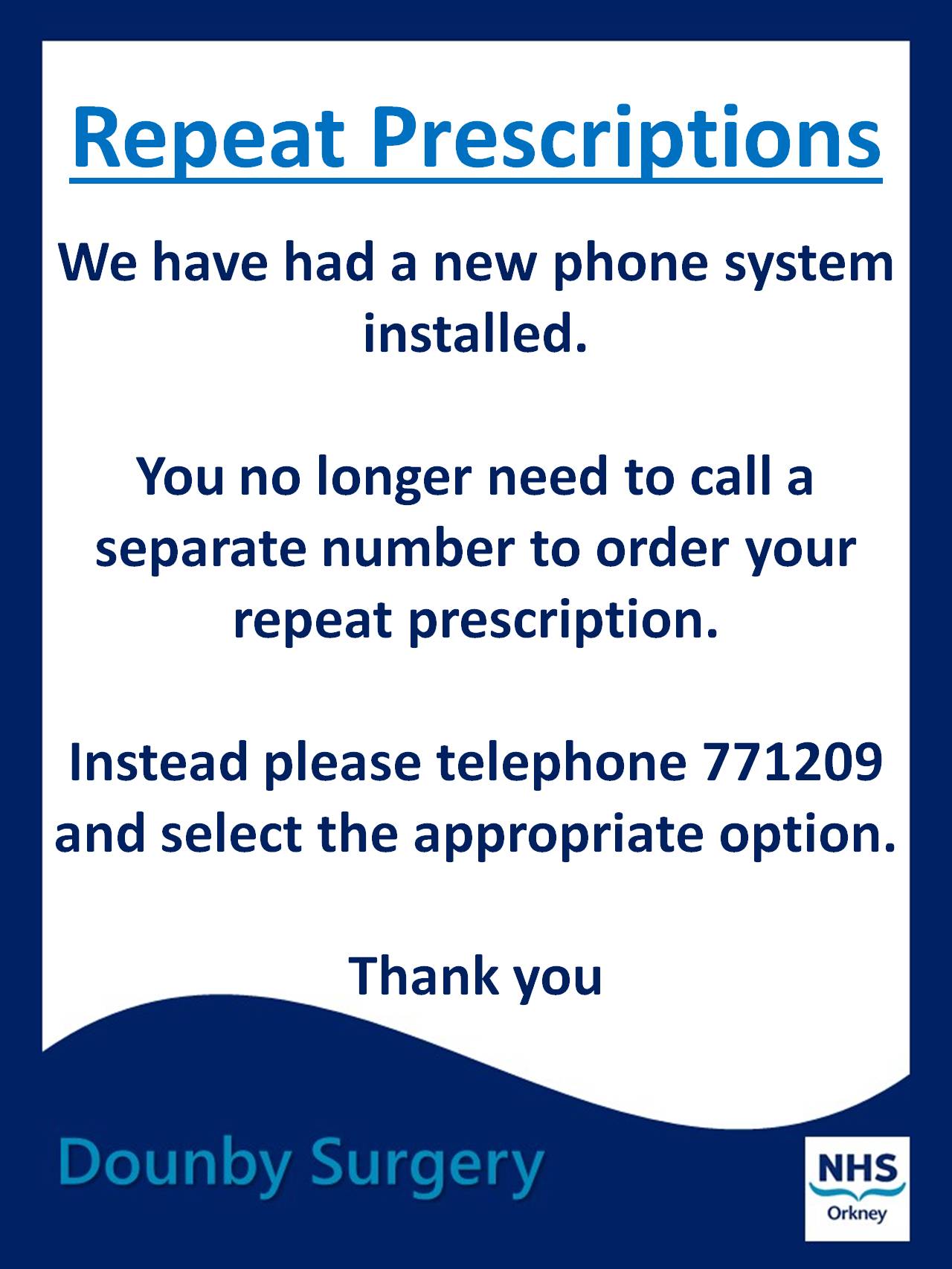 New phone repeat prescription